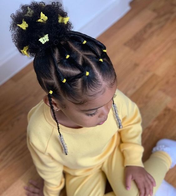 penteado com liguinhas infantil cabelo cacheado