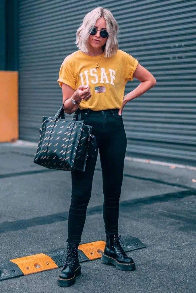 looks com coturno e calça jeans
