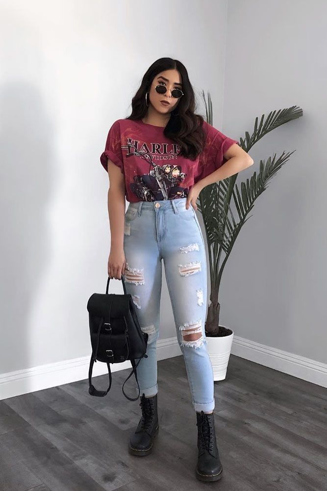 looks com coturno e calça jeans