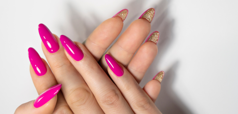 unhas almond rosa