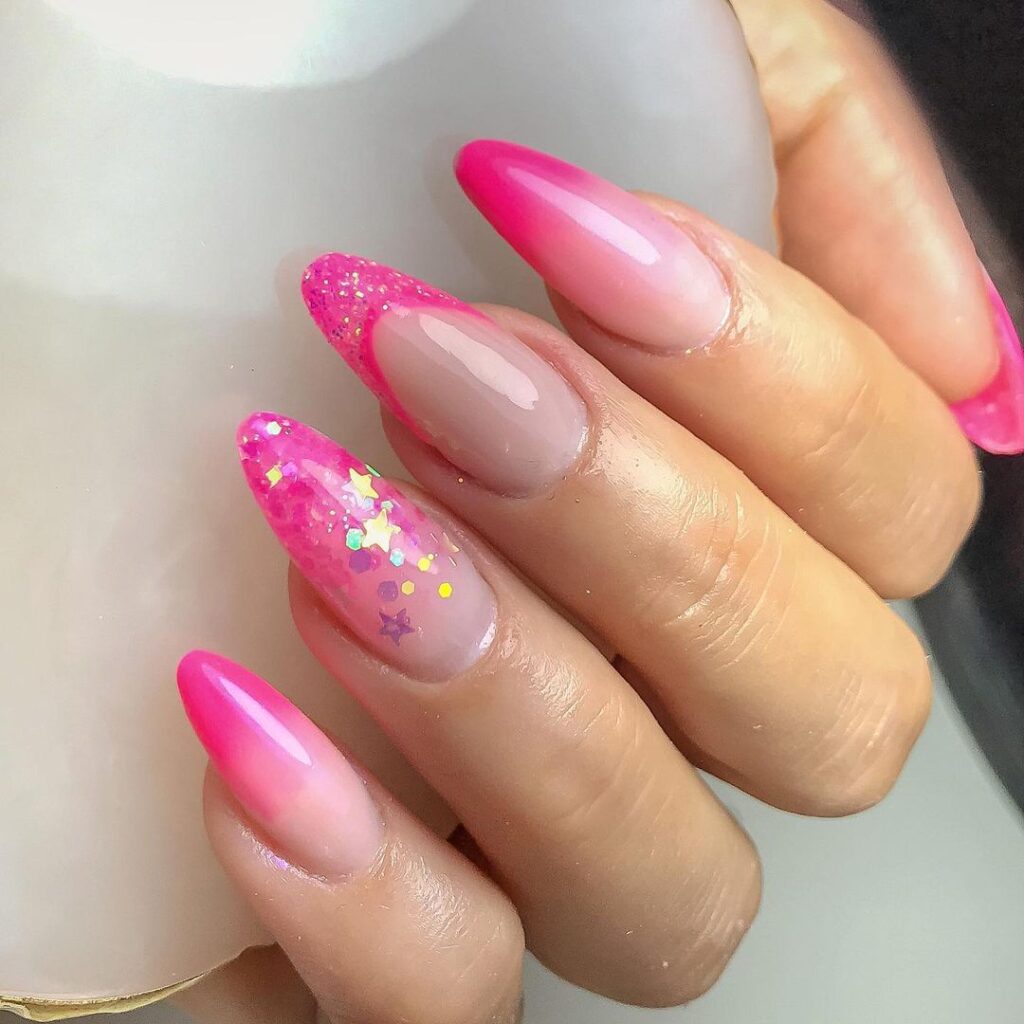 Unha encapsulada glitter rosa