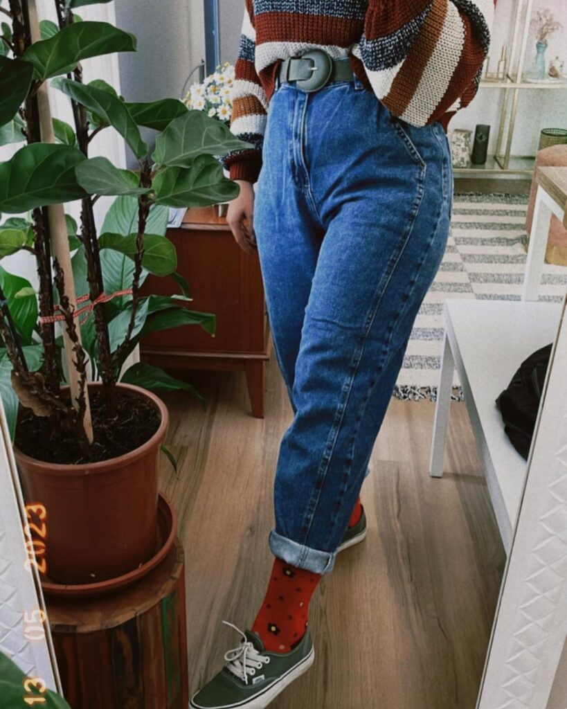 Look anos 90 vintage jeans mom