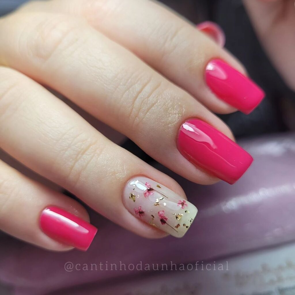 Unhas em gel rosa