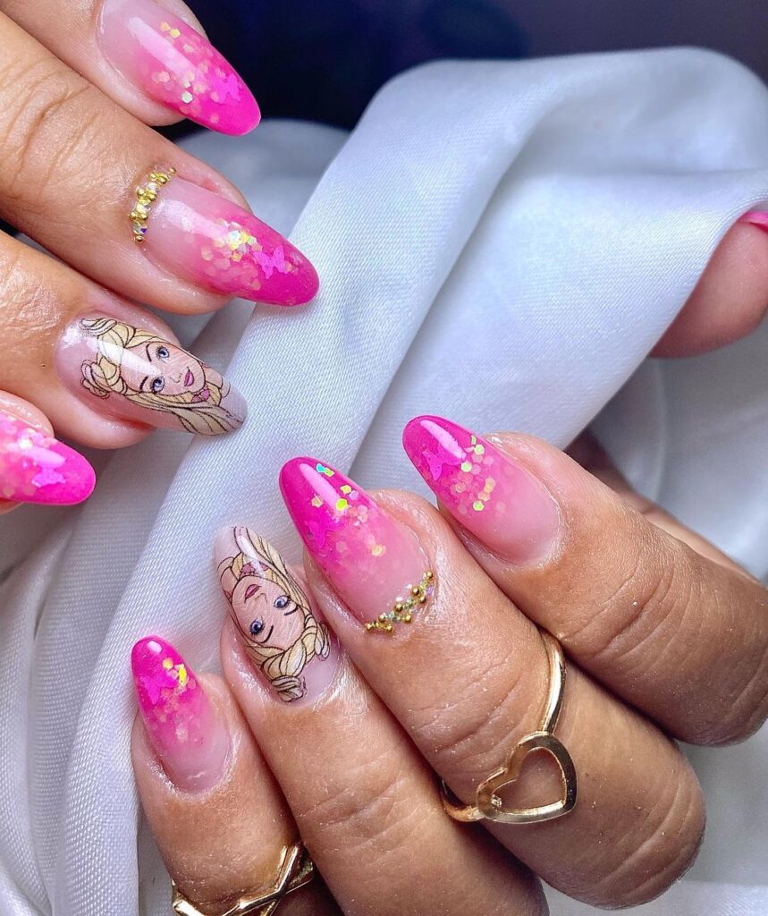 Unhas cor de rosa barbie