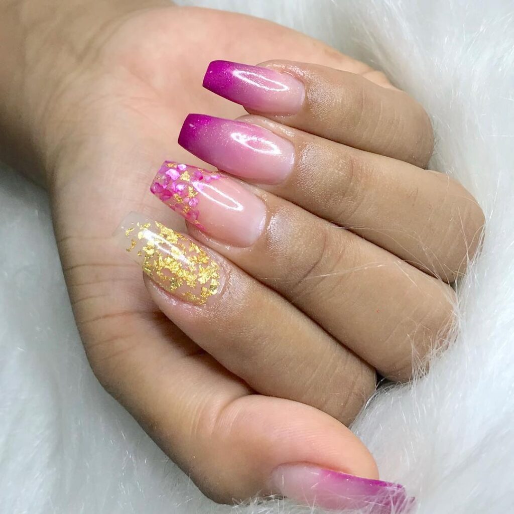 Unhas pink glitter