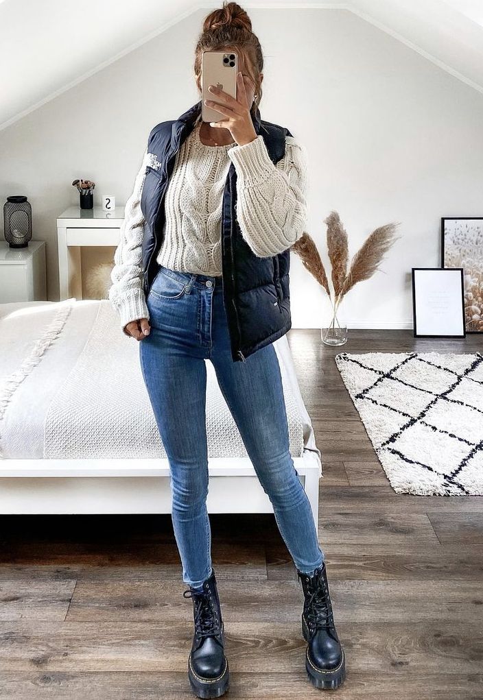 looks com coturno e calça jeans
