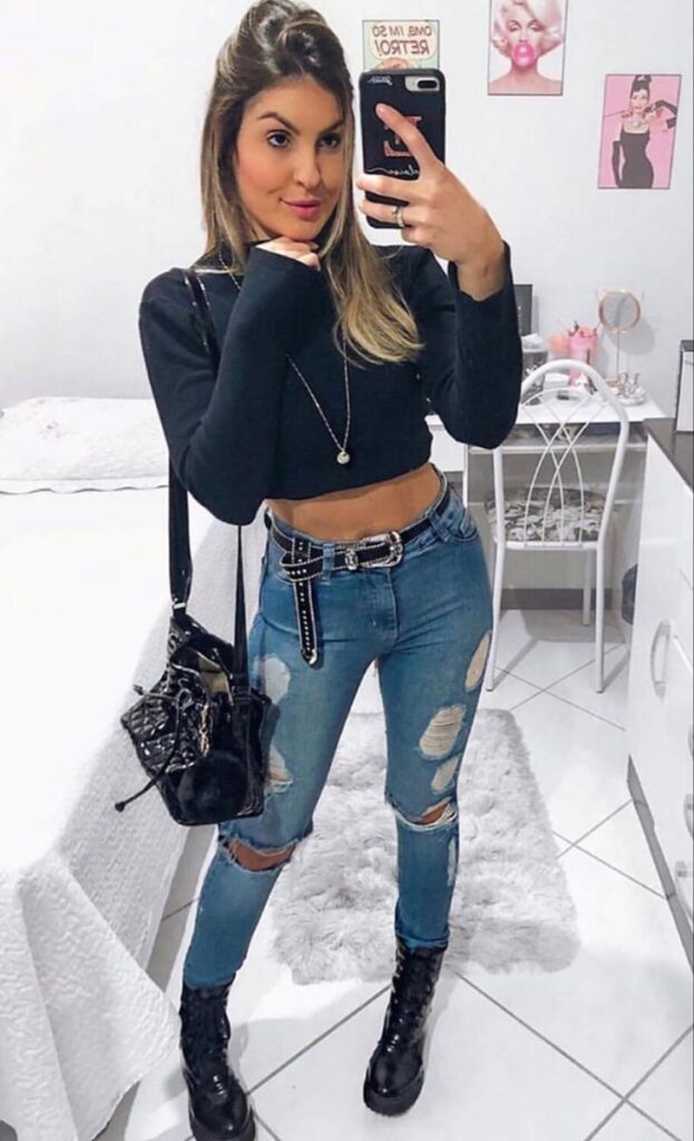 looks com coturno e calça jeans
