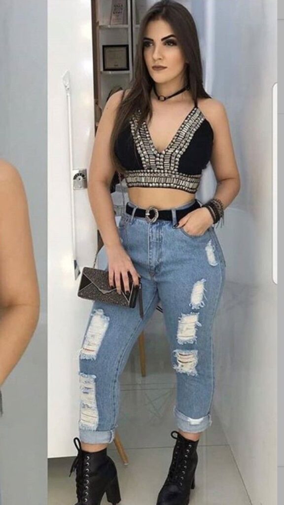 looks com coturno e calça jeans
