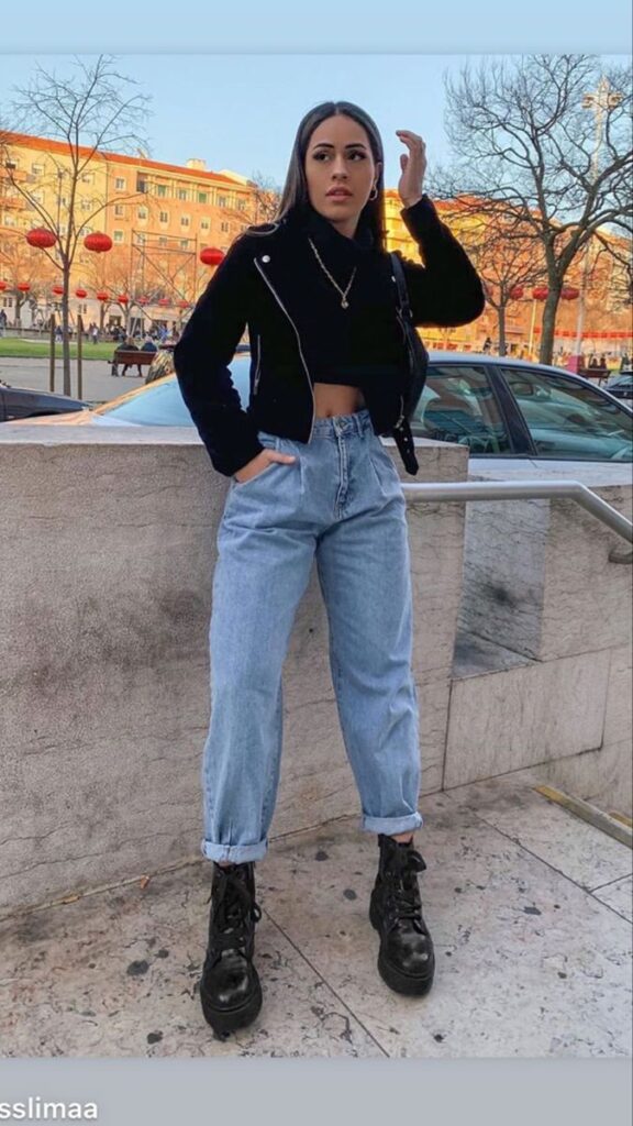 looks com coturno e calça jeans
