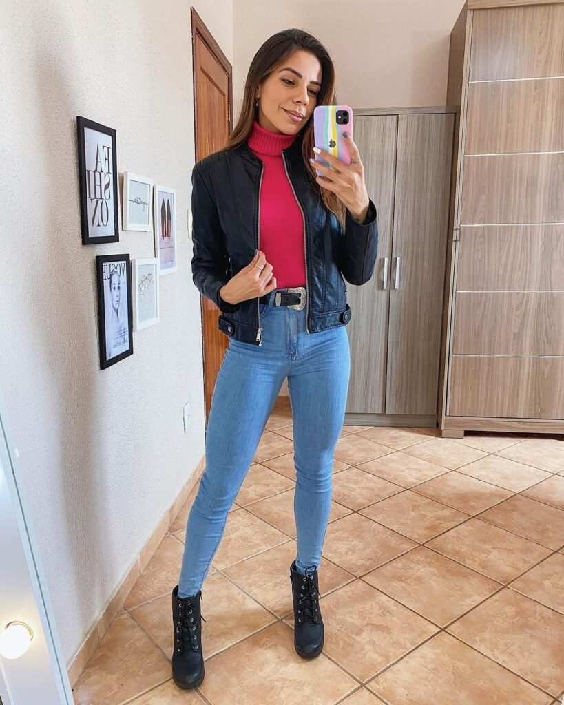 looks com coturno e calça jeans
