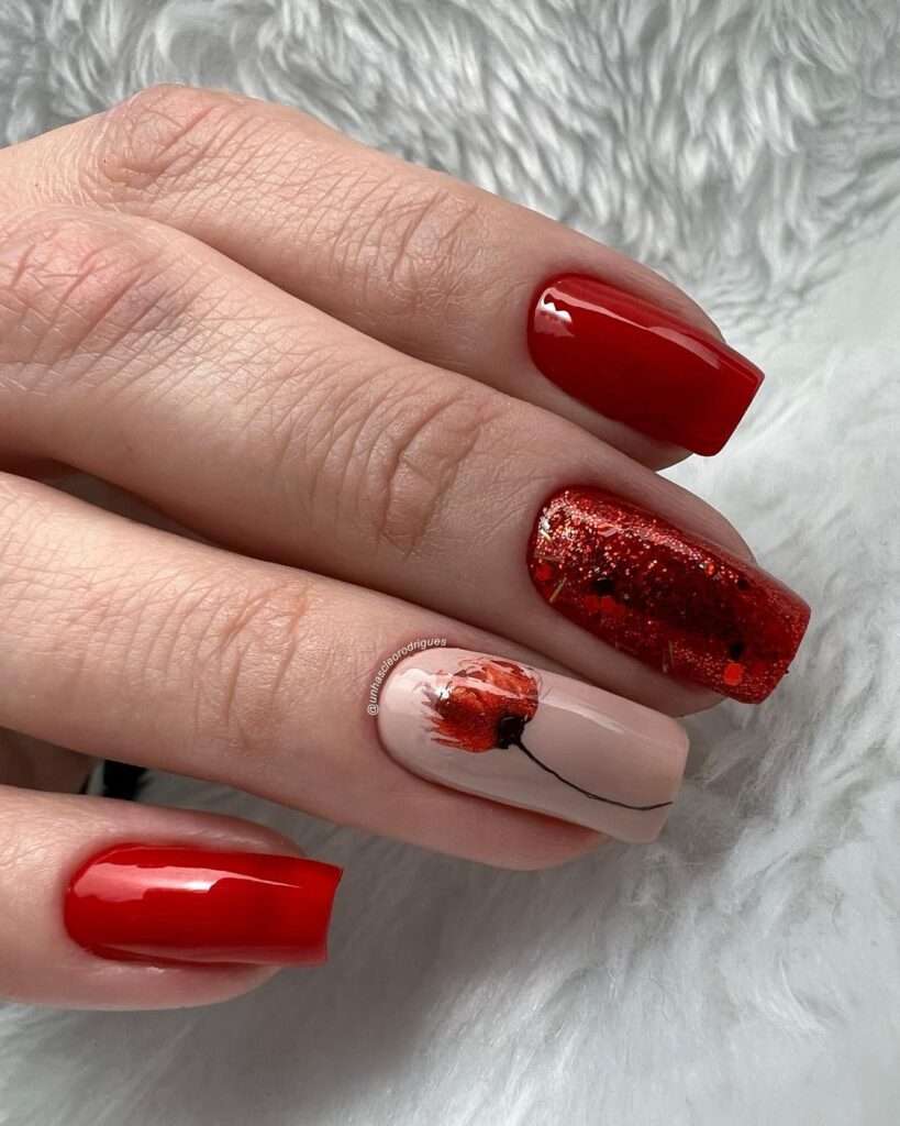 esmalte glitter vermelho