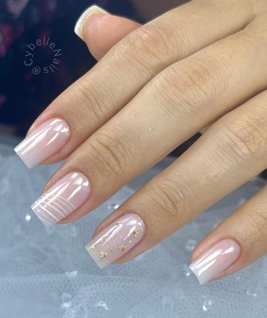unhas brancas cintilantes