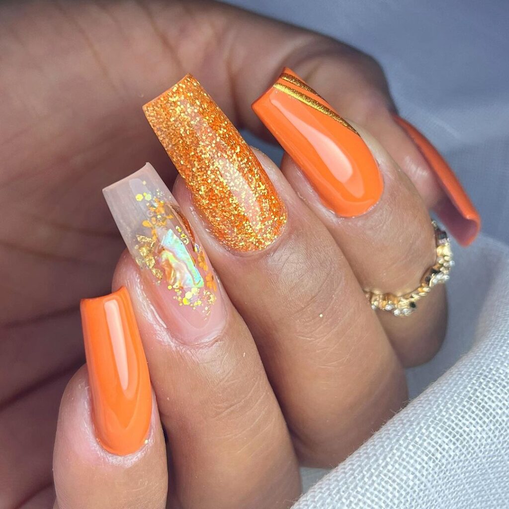 unhas decoradas laranja