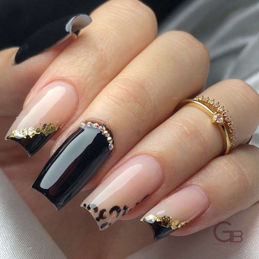 unhas de gel pretas bonitas