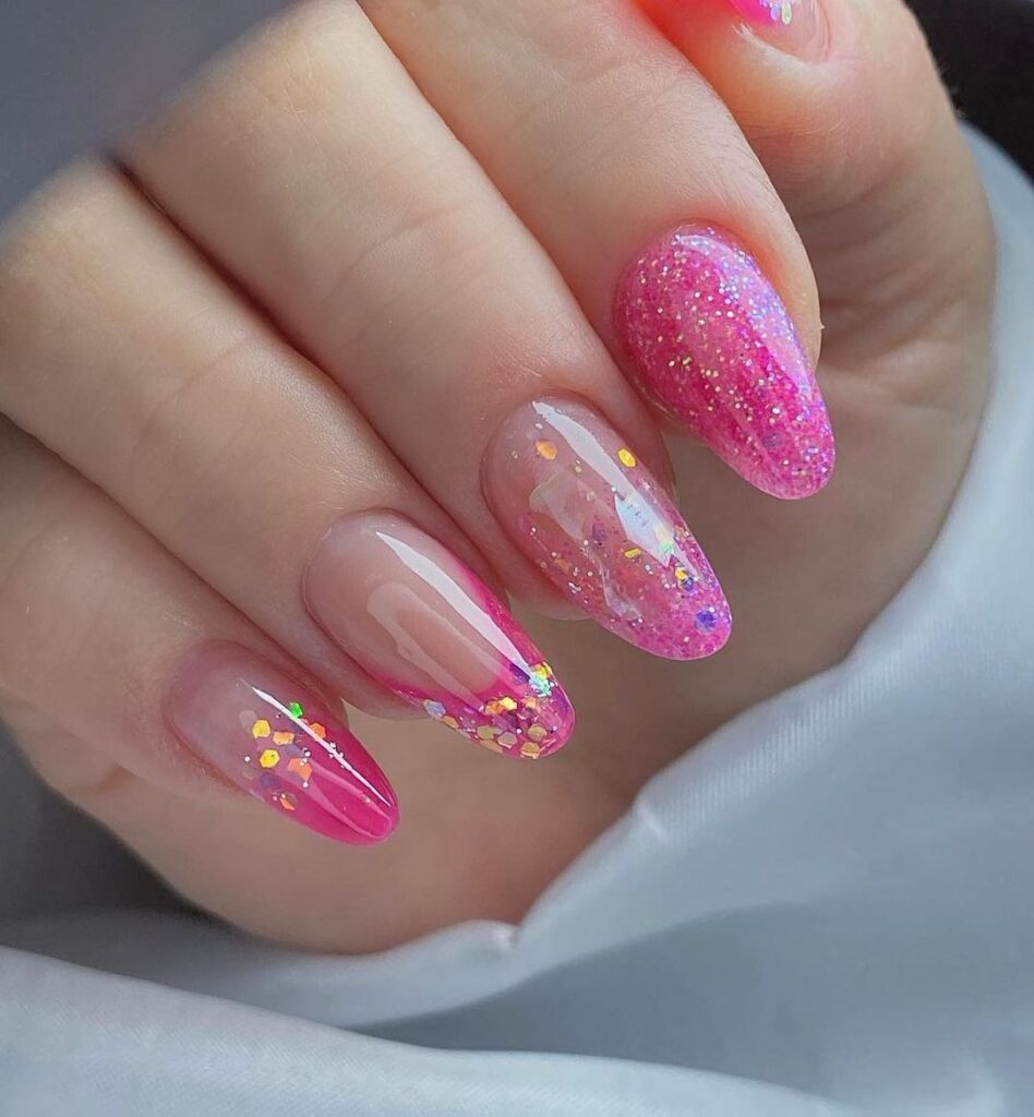 unhas rosas em gel