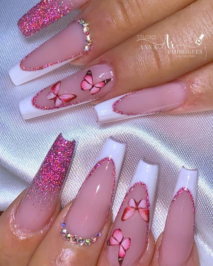 unhas rosa decoradas
