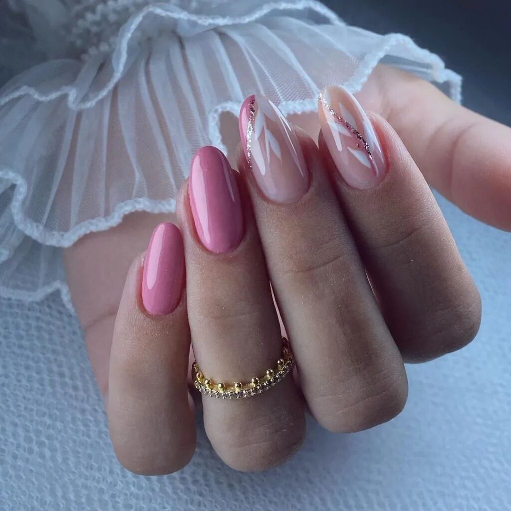  unhas com detalhe rosa