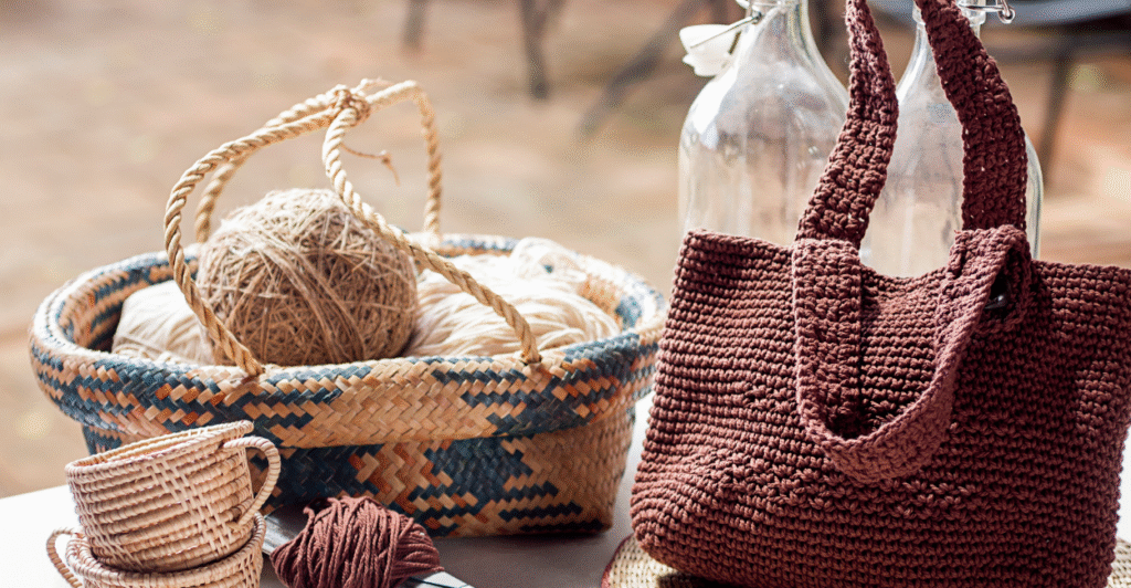 Bolsas de crochê com squares
