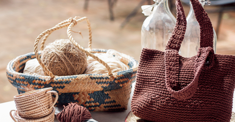 Bolsas de crochê com squares