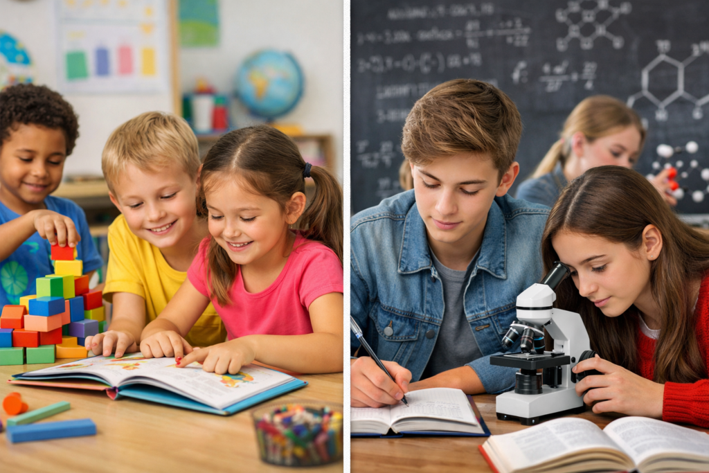 diferença entre ensino fundamental I e II